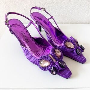 J.Renee Alida  Purple Strappy Butterfly Stone Heels Rare Size 6
